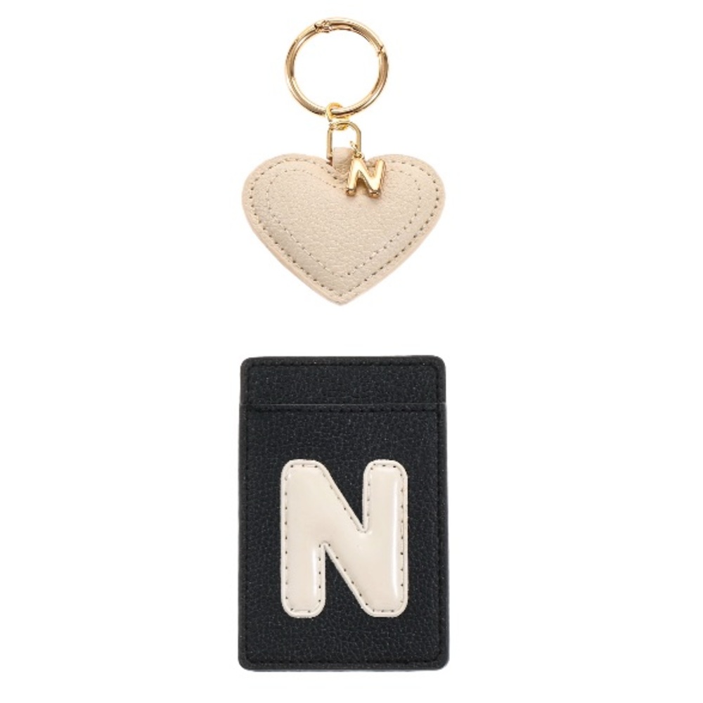 Time and Tru Goldtone and Faux Leather Heart Keyring and Adhesive phone Wallet